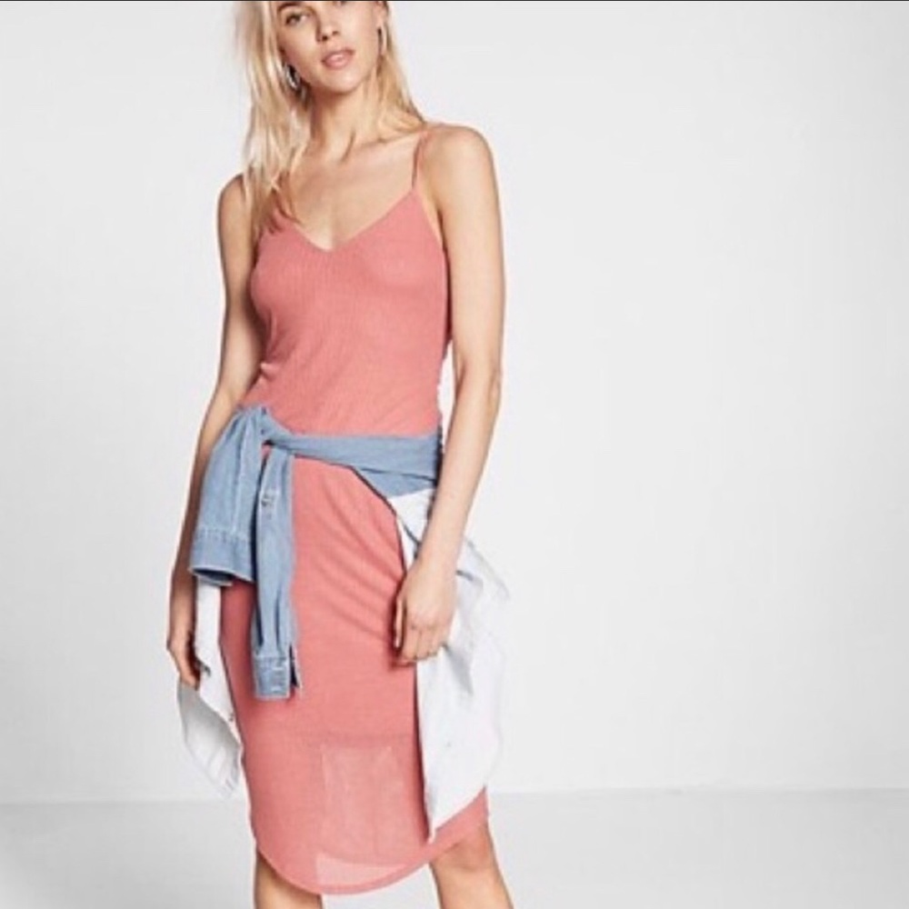 Express Ribbed Sheer Midi dress